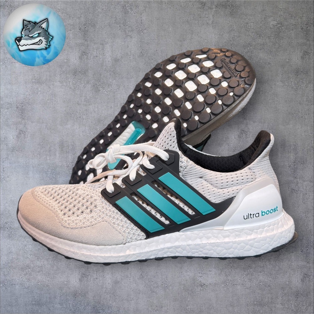 adidas Ultraboost 1.0 Running Shoes Crystal White Pure Teal Men's Size 9 JQ0823